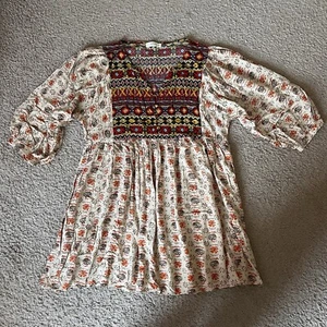 Umgee Women's Boho Chic Paisley Peasant Printed Tribal Baby Doll Dress Top READ! - Picture 1 of 10