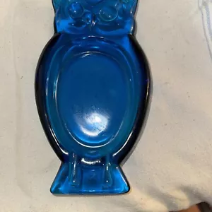 Vichingo gufo in vetro blu cobalto vintage caramelle - piatto bigiotteria MCM - Foto 1 di 3