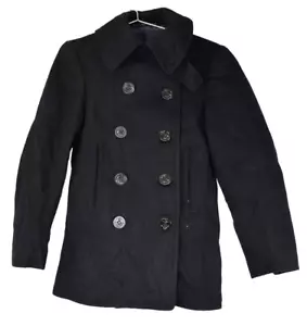 US Navy Wool Peacoat WWII Antique HEAVY Black button Corduroy Pockets Kersey 34 - Picture 1 of 9