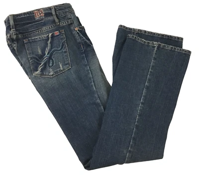 Sacred Blue B2 Women's Boot Cut Flare Denim Jeans Faded Embroidery NWOT Waist 27 - Image 1 of 3