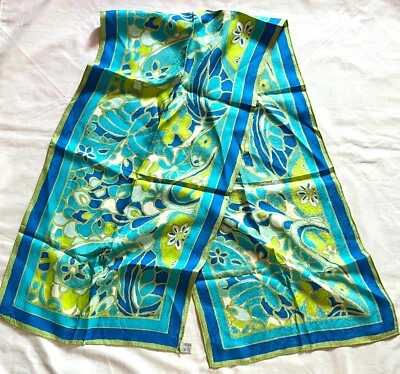 Patrón Floral Jim Thomson 100% Seda Azul Verde 38x148 cm Foto 1 de 4