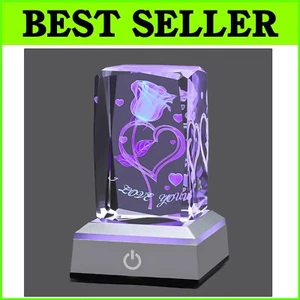 3D Crystal Multicolor Nightlight - Heartfelt Gift for Her, USB & Battery Powered - Picture 1 of 9