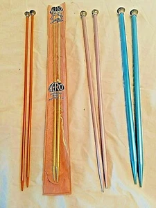 4 PAIR 10" VINTAGE ALUMINUM KNITTING NEEDLES HERO BATES - Picture 1 of 6