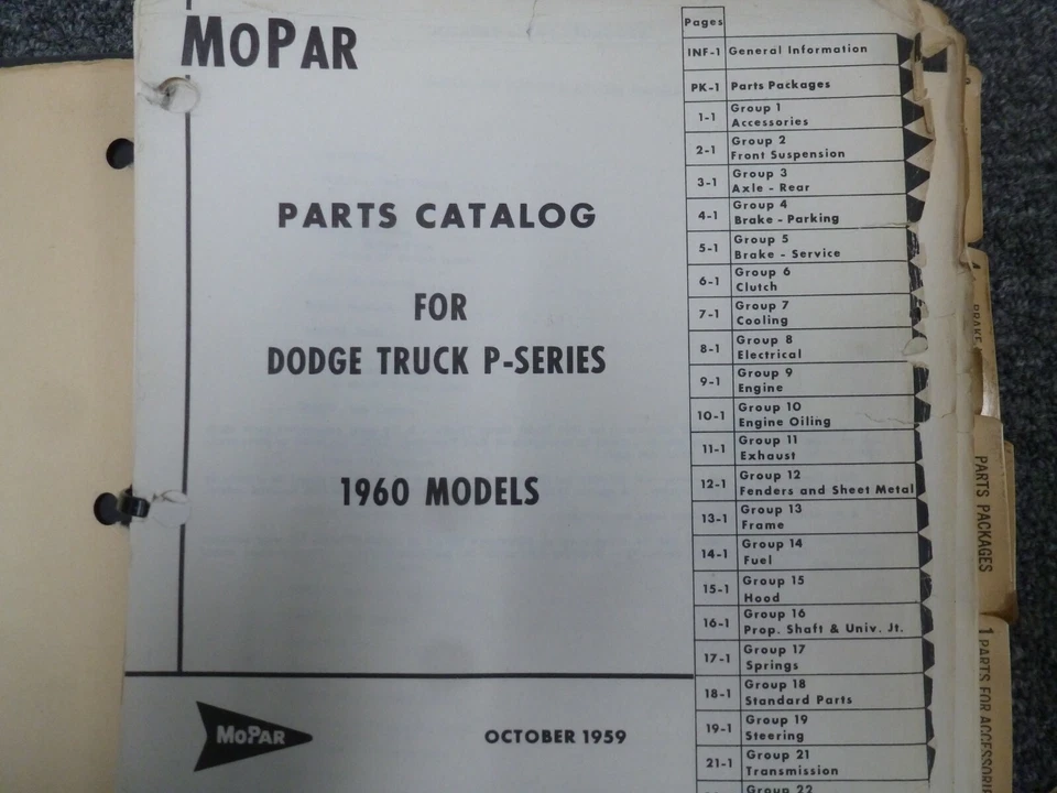 Dodge D100 1960 camioneta pickup serie P manual catálogo de piezas Foto 1 de 1