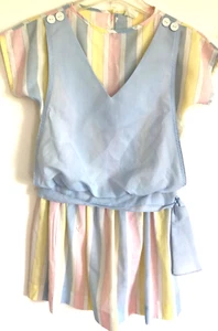 Vintage Girl's Dress, 70's Candy Stripe, Pinafore Drop Waist Harold Square by Ch - Picture 1 of 4