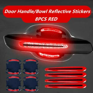8x Manija Puerta Coche Tazón Protector Película Tira Reflectante Anti Arañazos Adhesivo Rojo - Imagen 1 de 21