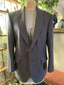 42R W Farah USA Mens Vintage Wool Houndstooth Tweed Sport Coat Jacket Brown Grey - Picture 1 of 21