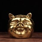 Noble Fengshui decor Golden brass Carved lovely pig Statue money box Piggy bank