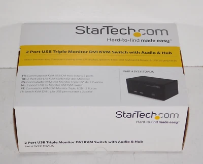New StarTech SV231TDVIUA 2 Port USB Triple Monitor DVI KVM Switch with Audio Hub - Image 1 of 3