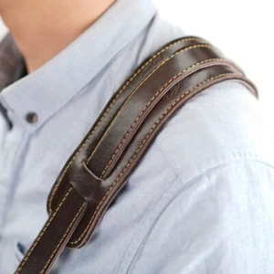 Fit Fender Adjustable Genuine Leather Guitar Bass Strap - Picture 1 of 25