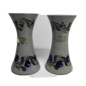 Gres D 'Alsace Cobalt Blue & Green 5” Taper Candle Holders - Picture 1 of 9
