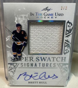 2020-21 Leaf ITG Game Used Super Swatch Signatures BRETT HULL Autograph 2/2!