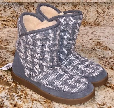 Botas de invierno SANUK Big Bootah imitación piel de oveja forradas gris blanco al tobillo para mujer 6 9,5 10 Foto 1 de 4
