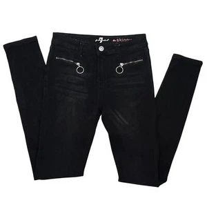 7FAM The Skinny Jeans with Zipper Accent Youth Girls 14 Black Mid Rise - Picture 1 of 7
