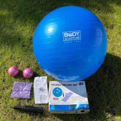 Juego de Pilates de lujo Body Sculpture - pelota de gimnasio, 2 bolas tonificantes, banda eléctrica y bomba Foto 1 de 4