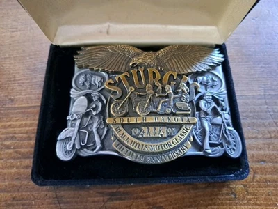 Hebilla vintage Sturgis Black Hills Motor Classic 50 aniversario 1990 Foto 1 de 4