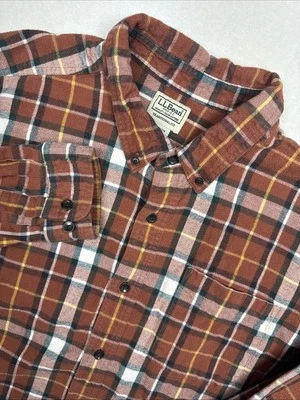 L.L. Bean Flannel Shirt Mens XL Regular Plaid Brown Green Cotton Button Down - Image 1 of 4