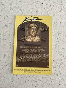 CHICAGO CUBS FERGIE JENKINS SIGNED GOLD POSTCARD PLAQUE JSA COA AUTOGRAPH HOF - Picture 1 of 2
