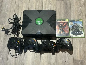Original Xbox Console w/ 4 Controllers OEM, Halo 1 & Halo 2 Lot Read Description - Picture 1 of 14