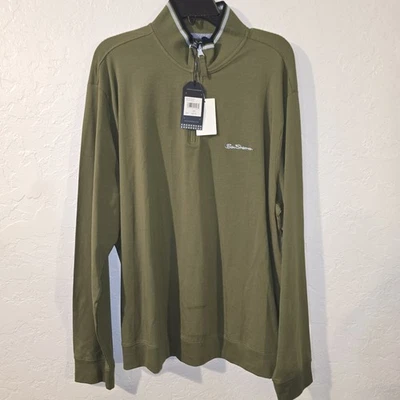 NUEVO Ben Sherman 1/4 Cremallera Pullover Para Hombres Verde Golf Manga Larga Elastizado XXL Camisa Foto 1 de 4