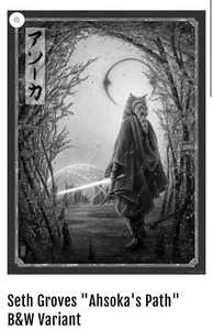 Star Wars Ahsoka's Path Seth Groves Schwarzweiß Variante Poster Druck #8/50 18x24 Brandneu - Bild 1 von 3