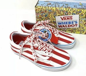 VANS Where's Waldo Old Skool Canvas Red Child Size Sneakers VN0A3WKT3UV - Picture 1 of 4