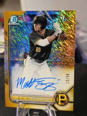  2022 BOWMAN CHROME 1ST GOLD SHIMMER REFRACTOR #CPA-MF Matt Fraizer #13/50 🔥 - Image 1 of 4