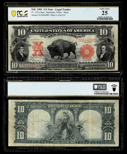 FR.#122M 1901 $10 LEGAL TENDER BISON NOTE "MULE" PLATE# A26/333 PCGS VF25 - Picture 1 of 1