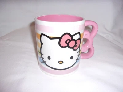 Sanrio Hello Kitty großer Becher Schleife Griff und Regenbogenstreifen 20 Oz. - Bild 1 von 3