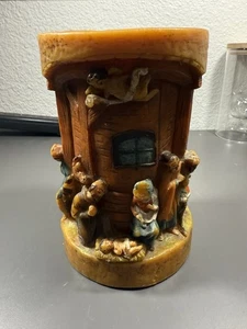 Antique German Hand Carved Nativity Wax Candle Gunter Walldurn Large - Picture 1 of 9