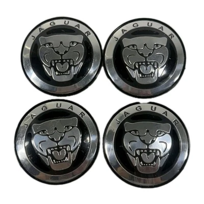 Cubierta de tapacubos central de rueda Jaguar tipo F, tipo XF, XJ, XK ~ Juego de 4 negras Foto 1 de 4
