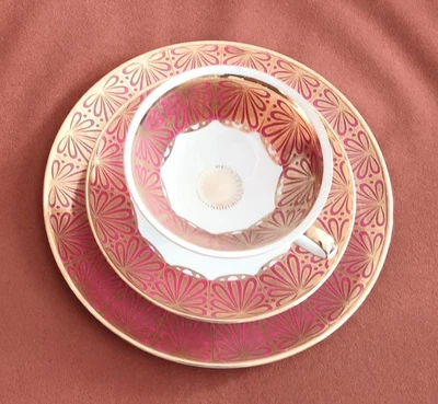 WINTERLING MARKTLEUTHEN BAVARIA Sammeltasse, 3-teilig, rot/gold, 50er/60er Jahre - Bild 1 von 4
