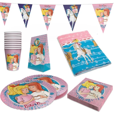 Bibi & Tina 48-tlg. Geburtstag - Deko Set mit Tischdecke Wimpel Geschenktüten - Bild 1 von 4
