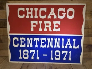 Cartel del centenario 1871-1971 del fuego de Chicago súper raro vintage - Imagen 1 de 8