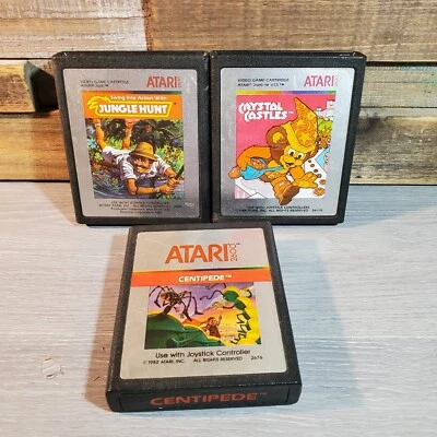 Atari LOT Of 3 Carts Centipede Jungle Hunt Crystal Castles Tested 80s Vintage - Image 1 of 4