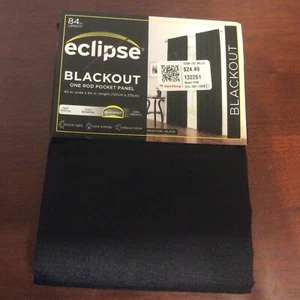 Eclipse Blackout Rod Pocket Curtain Panel 42" W x 84" L Braxton Black - Picture 1 of 3