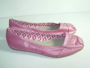 WOMENS PINK SILVER CANVAS BALLET FLATS CAREER COMFORT HEELS SHOES SIZE 6 M - Picture 1 of 6