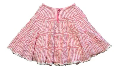 Mini Boden Hot Pink White Stripe Tiered Pull On Twirl Skirt Girls Size 5/6 - Image 1 of 4