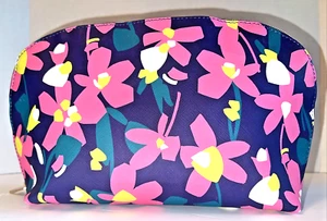 TRINA TURK Make-up-Aufbewahrungstasche Blumenmuster rosa innen Markierung abstrakt Reise - Bild 1 von 11