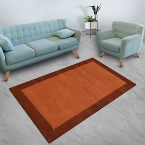 Eco-Friendly Hand Tufted Wool Area Rug Solid Red Brown BBH Homes BBK00201 - Picture 1 of 4