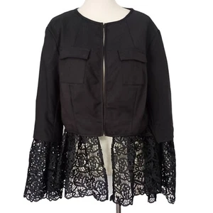 Boston Proper Witchy Lace Jacket L Blazer Goth Black Fairy Whimsigoth Y2K Vtg - Picture 1 of 18