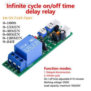 5V 12V 24V DC Infinite Cycle Delay Timer Relay Turn On-off Switch Loop Module - Picture 1 of 37