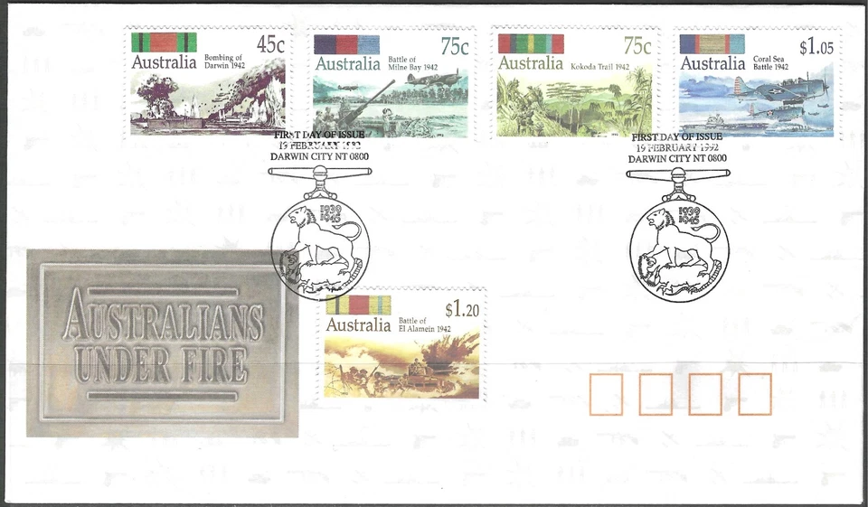 Australia - 1992 First Day Cover - Australians Under Fire - Image 1 of 1
