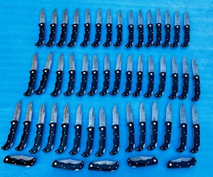 LOT of 50 PCS Damascus handmade Back Lock Folding Pocket Hunting knife  Pouch - Picture 1 of 9