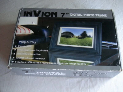 NIB Plug & Play  InVion 7" 128MB Internal Memory Digital Photo Frame - Image 1 of 4