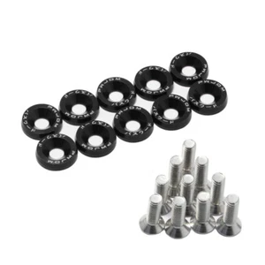 10x JDM Billet Aluminum Alloy Fender Bumper Washer Engine Bay Screw Bolts Kits - Foto 1 di 20
