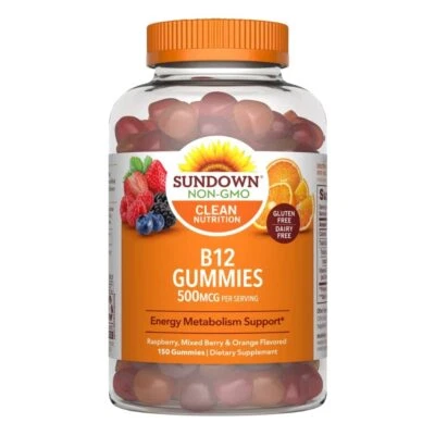 Sundown Vitamin B-12 Gummies, Energy Metabolism Support, Raspberry, Mixed Berry - Image 1 of 4