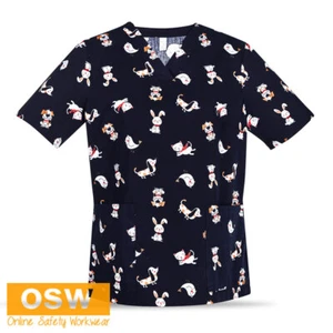 BizCare Midnight Blue Best Friends Soft Cotton-Rich Womens Scrub Top CST147LS - Picture 1 of 6