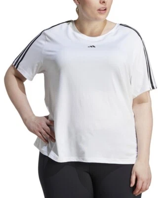 Adidas Women's Plus Size Aeroready Train Essentials 3-Stripes T-Shirt White NWT - Image 1 of 4
