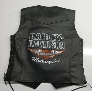 Harley-Davidson Biker Cafe Racer Motorcycle Men's Vest Genuine Cowhide Leather - Picture 1 of 7